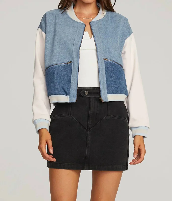 Shelbie Bomber Jacket In BlueTasseled Jackets