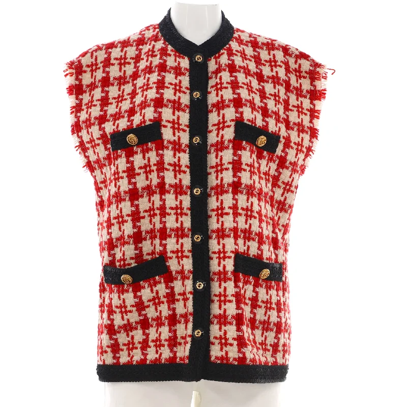 Women's Houndstooth Button Up Jacket TweedCollaborative Jackets