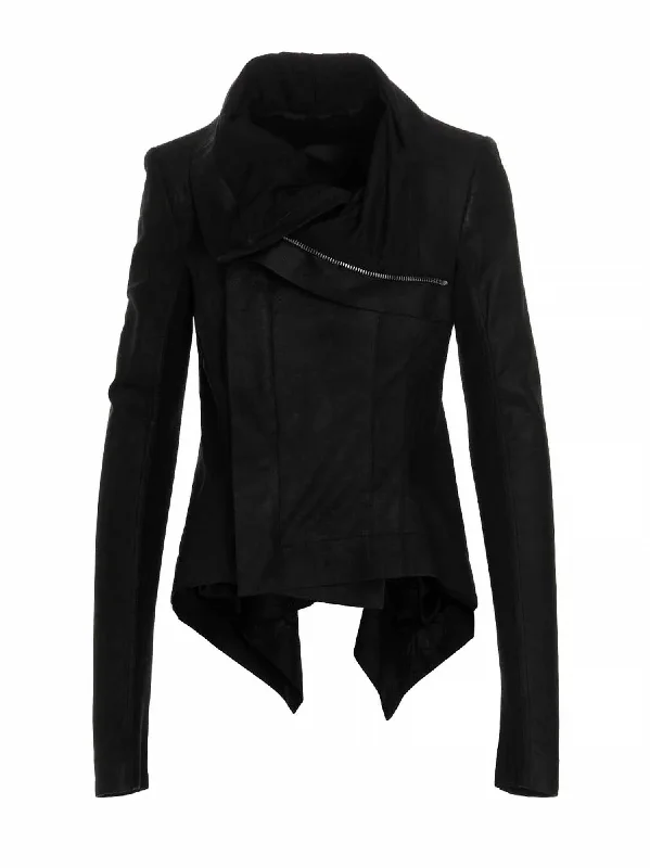 Women's Leather Jacket In BlackLace-Up Jackets