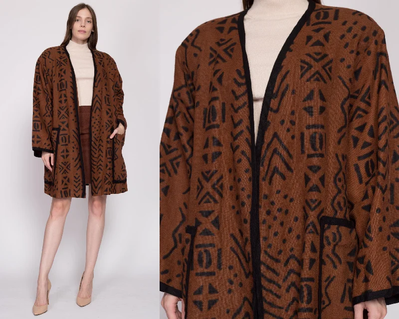 80s Boho Brown Linen Open Fit Jacket - One SizeSkateboard Jackets