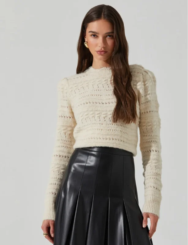 Hemp Knit TopsPelloni Sweater, Cream