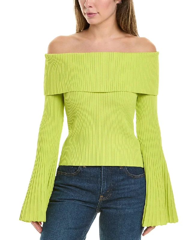 Button-Up Knit TopsBCBGMAXAZRIA Off Shoulder Sweater