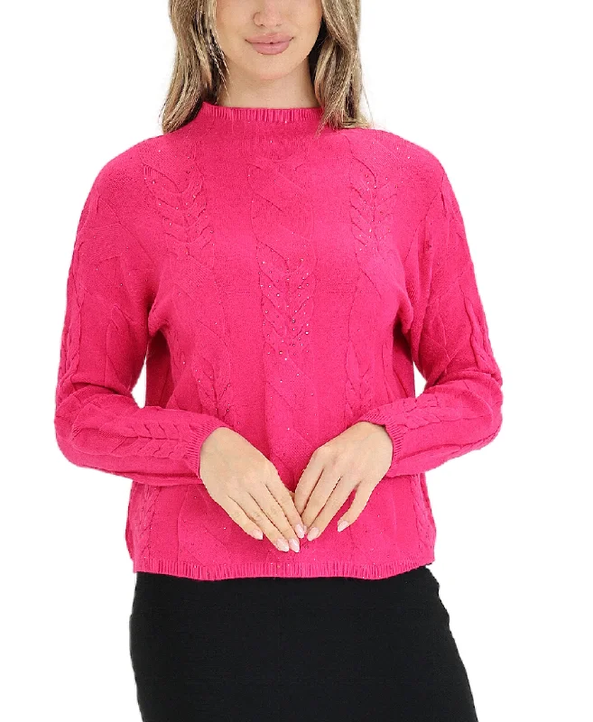 Hunting Knit TopsCable Knit Sweater w/ Rhinestones