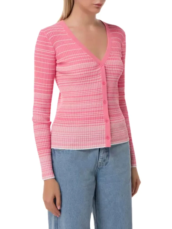 Winter Knit TopsCargo Sweater Top In Coral Pink/white