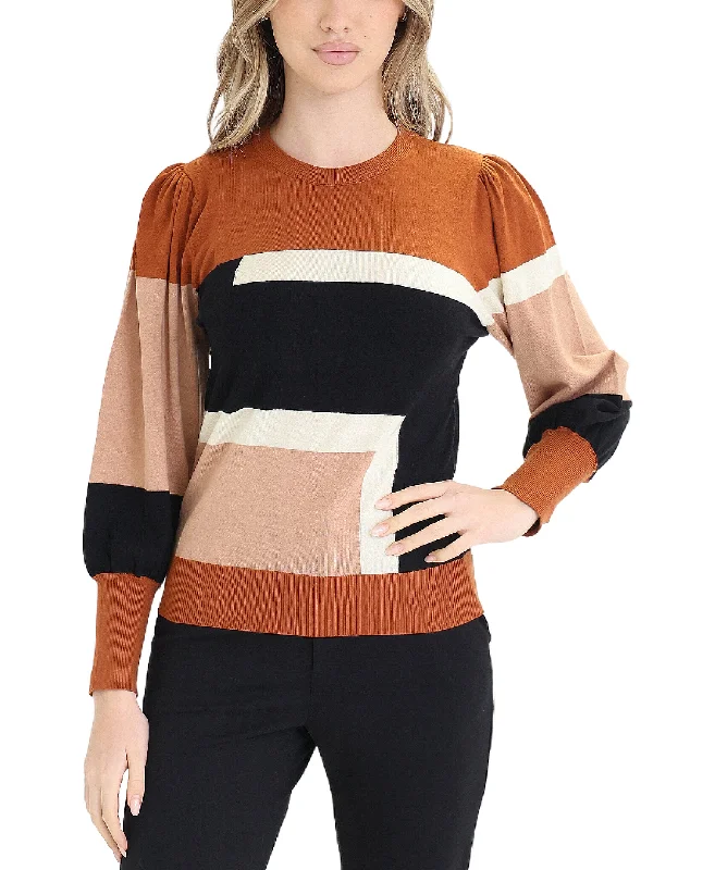 Hemp Knit TopsColorblock Sweater