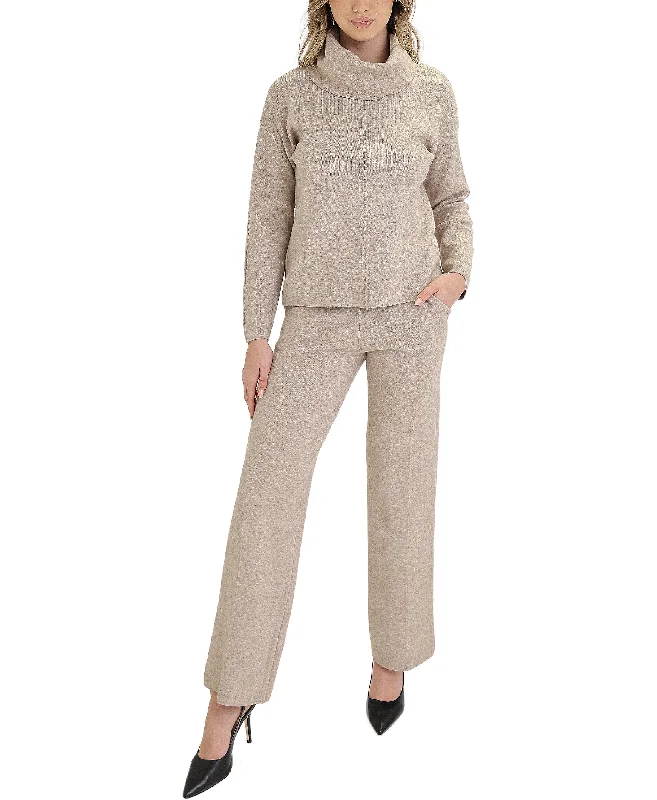 Acrylic Knit TopsCowl Neck Sweater & Pants Set- 2 Pc Set