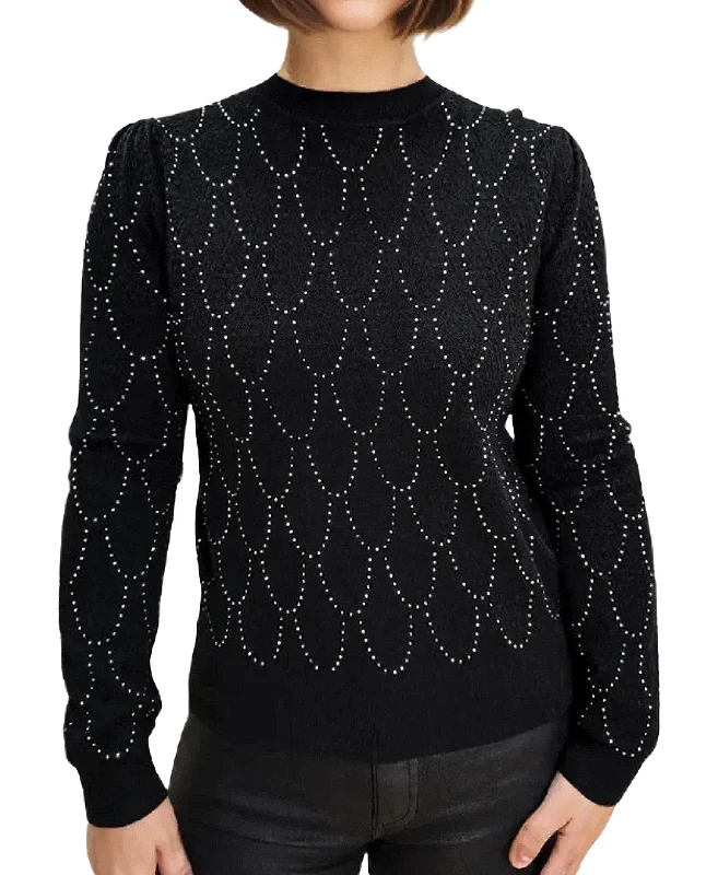 Asymmetrical Knit TopsCrystal Accent Sweater