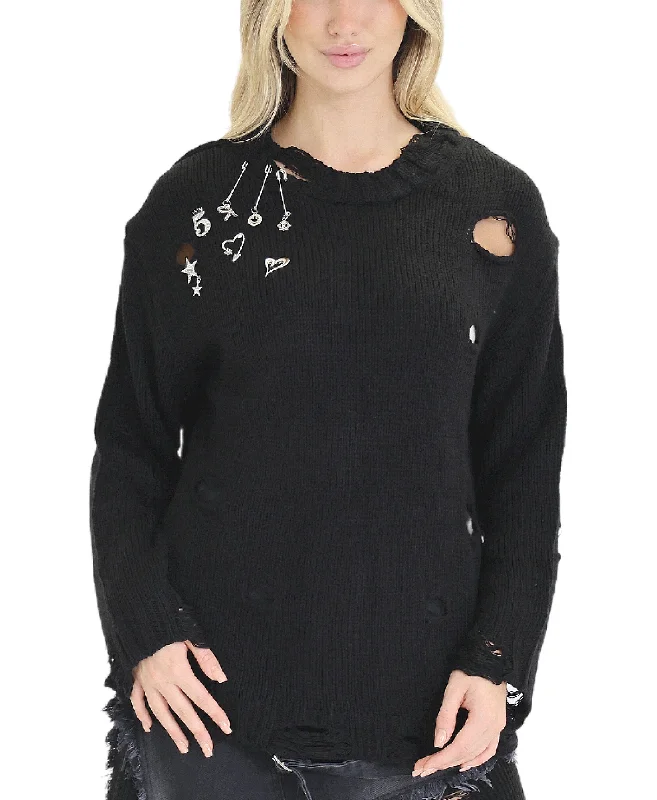 Cycling Knit TopsDistressed Sweater w/ Charms