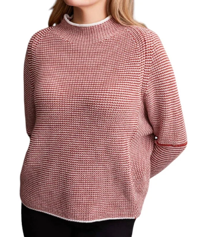 Asymmetrical Knit TopsFunnel Neck Sweater In Mahogany