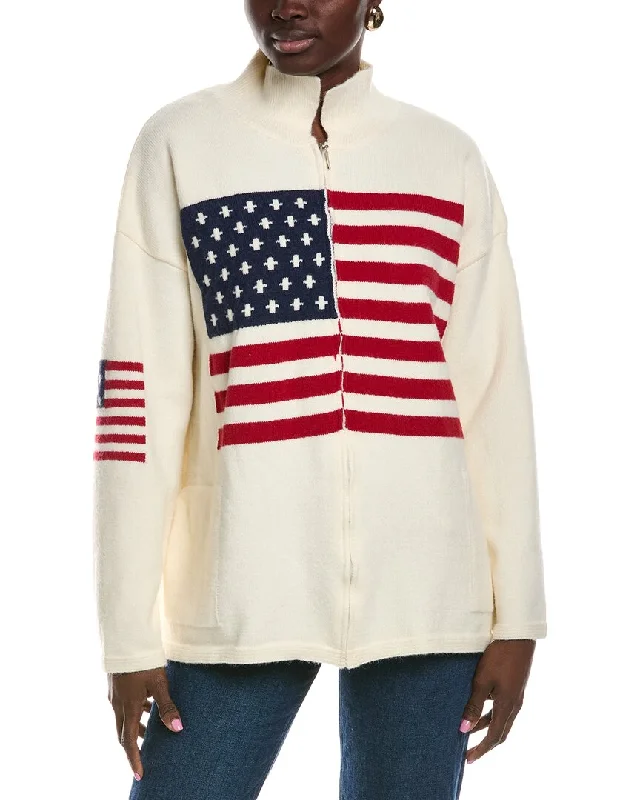 Retro Knit TopsLyra & Co Flag Zip Sweater