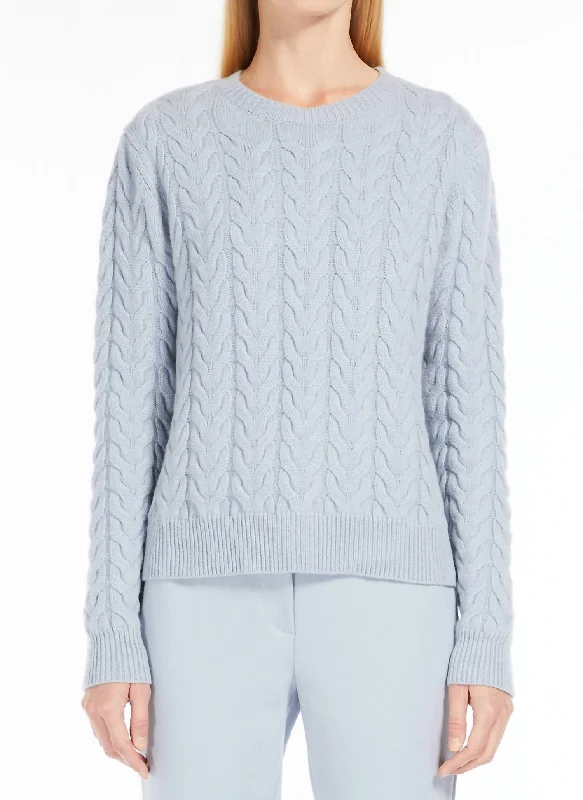 Turtleneck Knit TopsOdessa Cable Cashmere Sweater In Light Blue