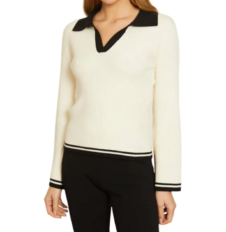 Thermal Knit TopsQuincy Sweater In Ivory/black