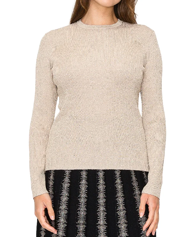 Lace Knit TopsShimmer Ribbed Sweater