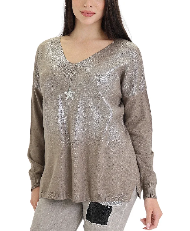 Casual Knit TopsShimmer Star Sweater