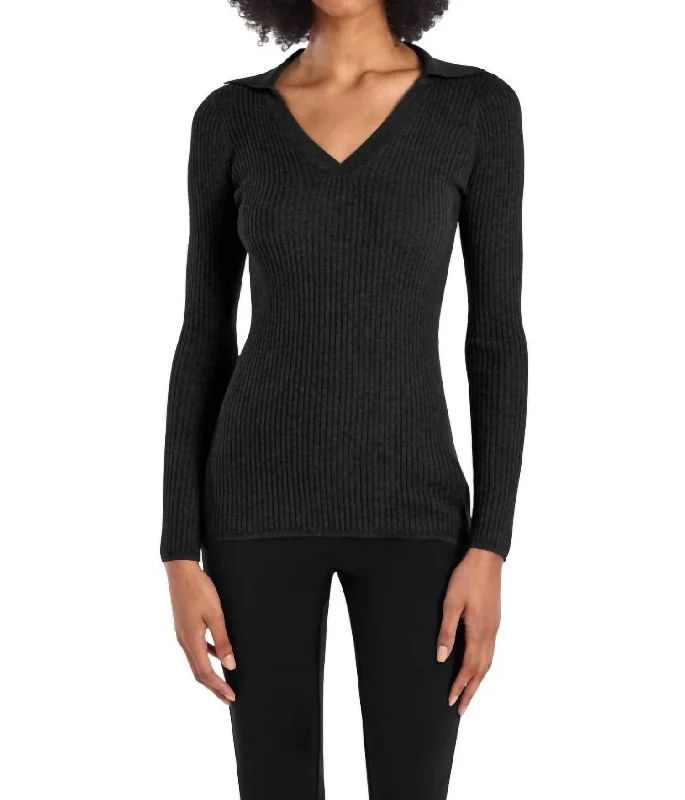 Ribbed Knit TopsSierra Sweater In Black