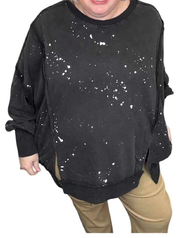 Lace Knit TopsSplash Of Greatness Sweatshirt In Black