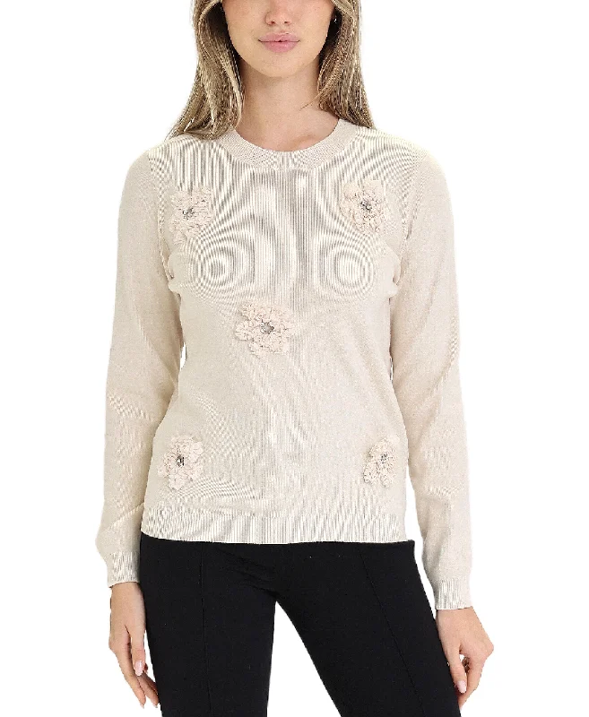 Hiking Knit TopsSweater w/ 3D Flowers & Rhinestones