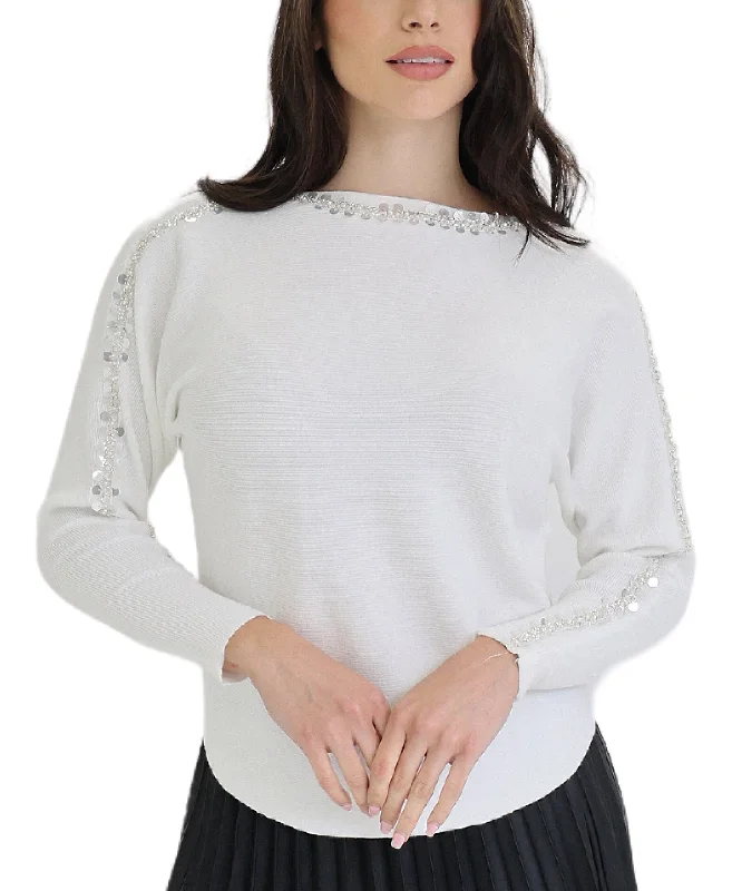 Travel Knit TopsSweater w/ Pearls & Sequin