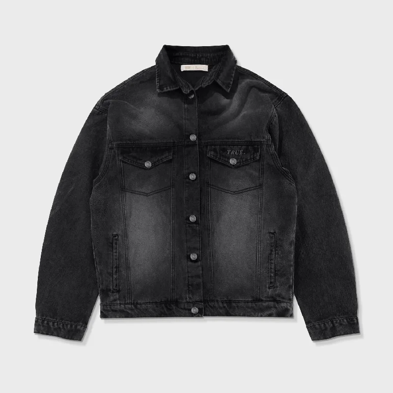 Summer Knit TopsWashed Denim Jacket - Black