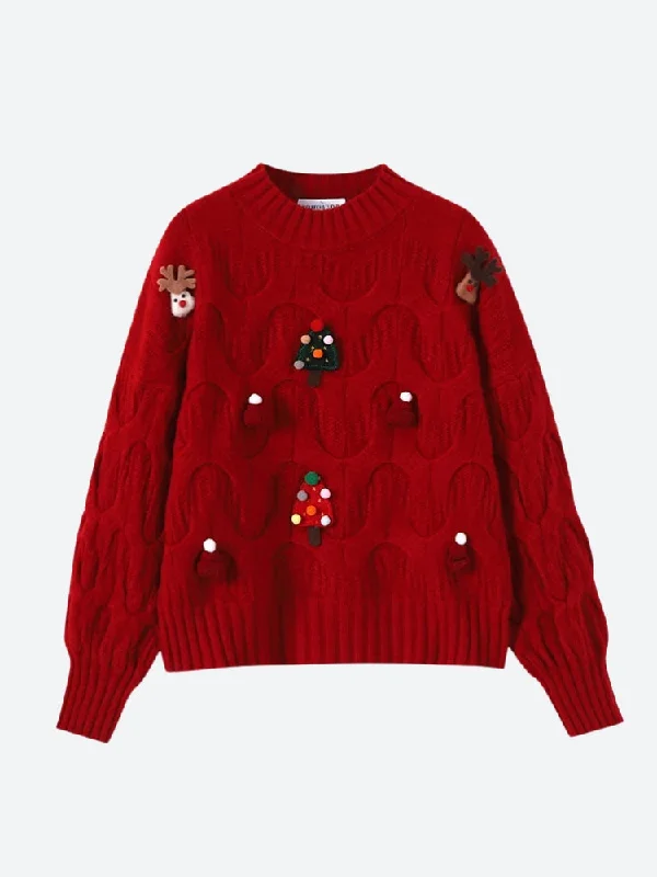 Velvet Knit TopsXmas Figures Sweater